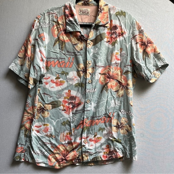 Tommy Bahama Hawaiian Floral Print Rayon Shirt Sz M - Picture 1 of 6